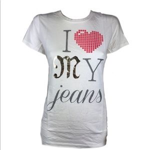 NWOT Miss Me “I ❤️ My Jeans” Tee sz M